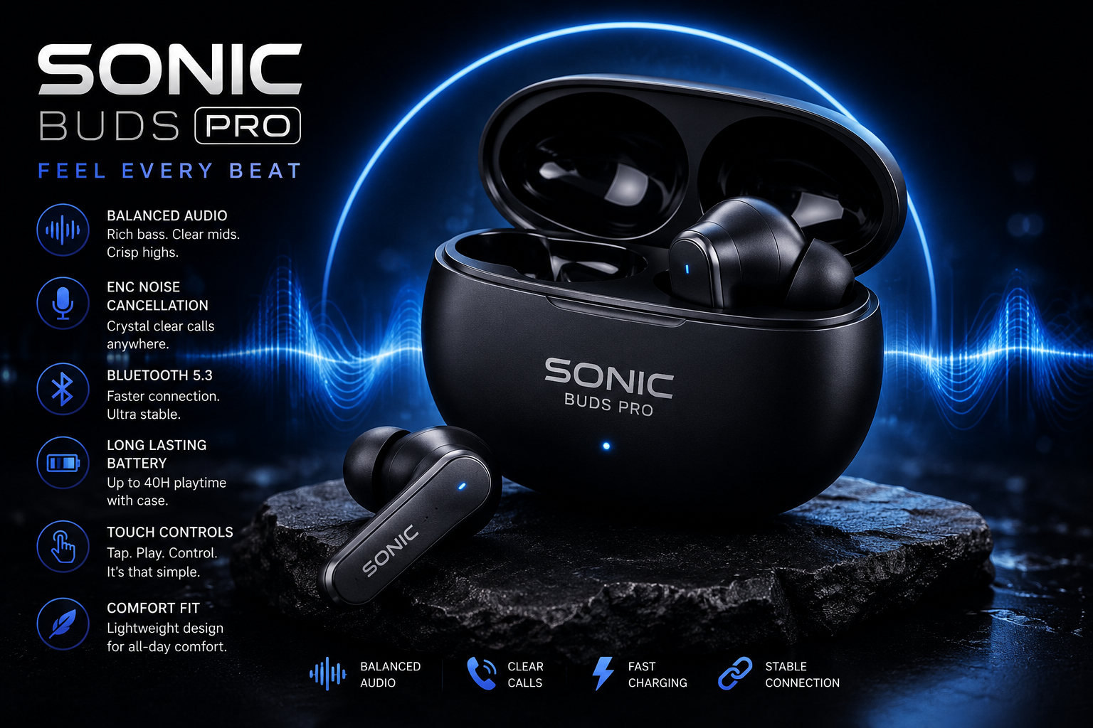 SonicBuds Pro cinematic hero